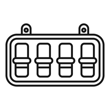 Organizatör asılıyor, beyaz arkaplanda siyah çizgilerle çizilmiş dört öge saklanıyor