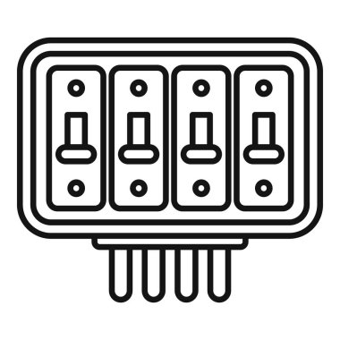 Güç kaynağını kontrol eden dört anahtarlı bir kontrol panelinin satır resim simgesi