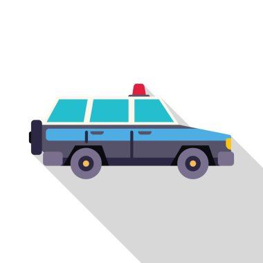 Yan tarafında siren ışıkları olan klasik polis arabası.
