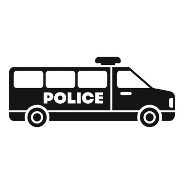 Siren ışıklarıyla suçluları taşıyan bir polis aracının basit vektör simgesi