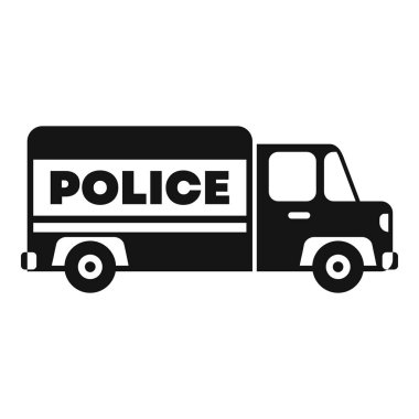 Adaleti sağlamaya çalışan bir polis aracının basit siyah-beyaz çizimi.