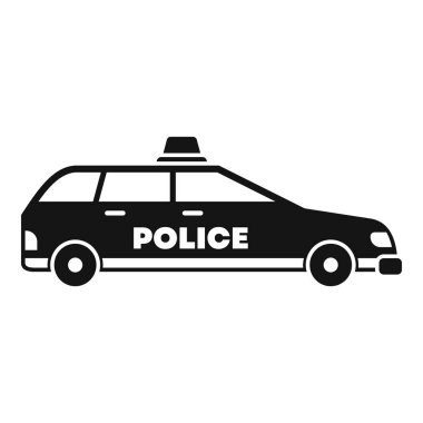 Siyah polis arabası siren yanıp sönen yan görüş silueti simgesi