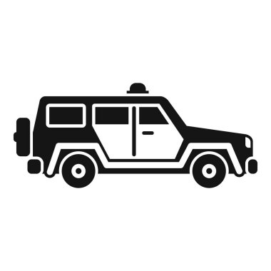 Bir polis aracının siyah-beyaz simgesi, internet siteleri veya güvenlik uygulamaları için kullanışlı