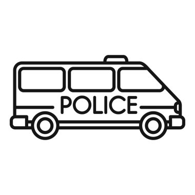 Üzerinde siren olan suçluları taşıyan bir polis aracının siyah beyaz simgesi.