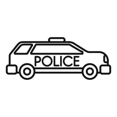 Polis arabasının basit bir çizgisi. Kolluk kuvvetleri, güvenlik ve acil durum müdahalesini simgeliyor.