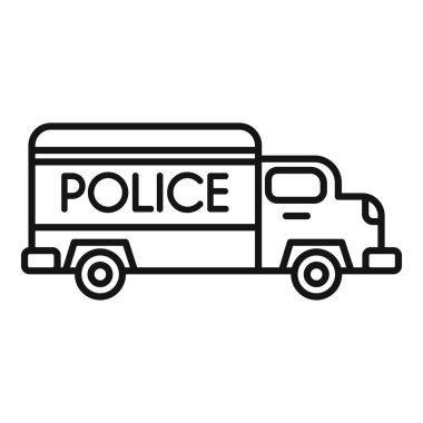 Kamu düzenini sağlayan ve acil durumlara müdahale eden bir polis kamyonunun basit bir sanat simgesi.