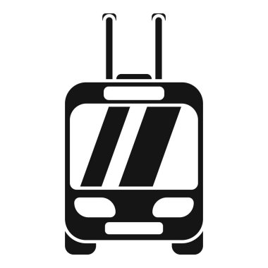 Beyaz arkaplanda basit bir şekilde izole edilmiş Trolleybus ön görünüm simgesi