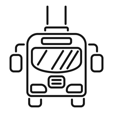 Şehirdeki elektrikli bir troleybüsün minimalist vektör çizimi, ulaşımla ilgili görseller için ideal
