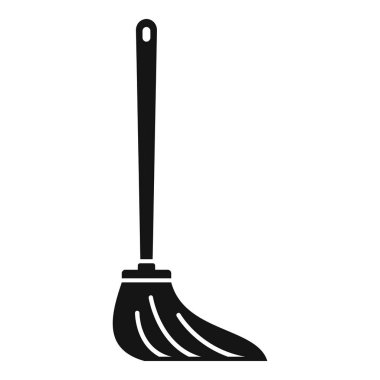 Temizlik şirketleri veya web siteleri için ahşap saplı basit bir siyah simge