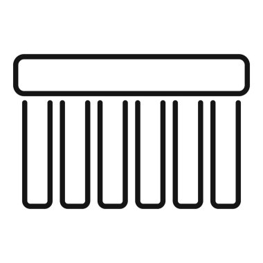 Pencere çerçevesinden sarkan pencere panjurlarının basit siyah çizgi resim simgesi