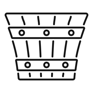 Şarap depolamak ve yaşlandırmak için kullanılan ahşap varil için siyah çizgi vektör simgesi