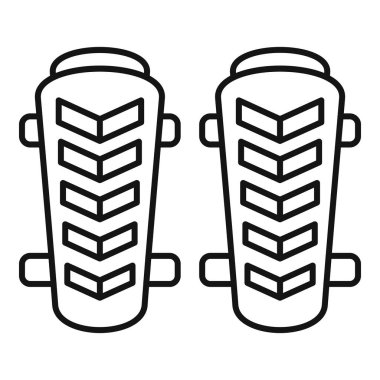 Bir çift futbol bacağı koruyucusunun basit vektör simgesi, futbolcular için temel koruyucu teçhizat, maçlarda güvenliği sağlamak