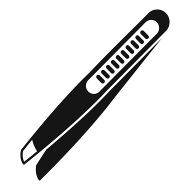 Tırtıklı saplı metal cımbız simgesi düz bir şekilde köşegen şeklinde izole edilmiş vektör çizimi yapıyor.