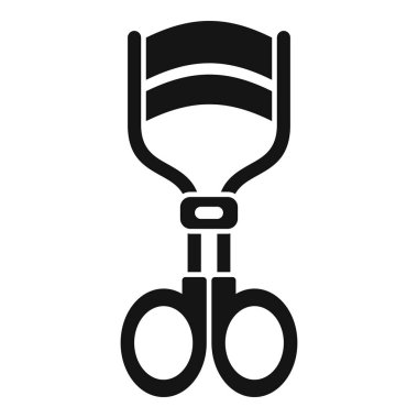 Kirpikleri kıvırmak için bahar mekanizması olan bir kirpik bigudisinin basit simgesi