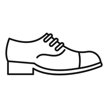 Erkekler için klasik, zarif, resmi, deri ayakkabıyı temsil eden basit bir çizgi simgesi. Ayakkabı ve moda için mükemmel bir simge.