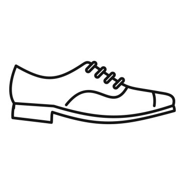 Klasik bir erkek deri ayakkabıyı temsil eden basit bir vektör çizgisi simgesi