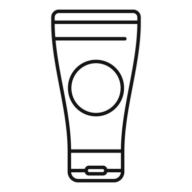 Krem, losyon, merhem ya da marka logonuz için boş yuvarlak etiketli bir jeli tasvir eden basit bir kalın çizgi sanatı.