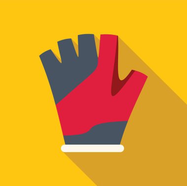 Sarı arka planda kısa parmak simgesi olan kırmızı ve mavi eldiven