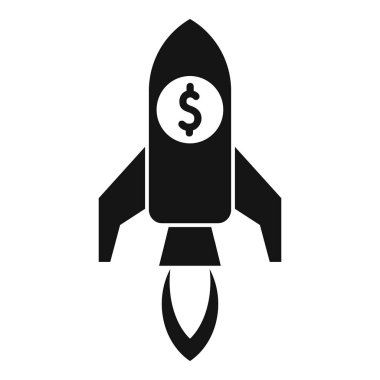 Üzerinde dolar işareti olan bir roketin fırlatılmasının basit vektörü başarılı bir işi temsil ediyor.