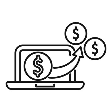 Çevrimiçi ödeme artışını gösteren oklu para aktarım simgesi