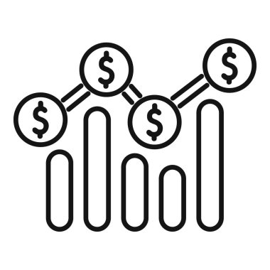 Dolar işaretinin arttığını gösteren çizgi grafiği, finansal büyümeyi temsil eden bağlayıcı çizgiler ile