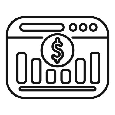 Çevrimiçi iş analizlerini temsil eden, finansal tablosu ve dolar sembolü olan basit bir web sitesi