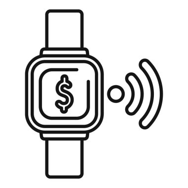 Wi-Fi bağlantısı kullanarak online nfc ödemesi yapan Smartwatch, ana tasarım vektör çizimi
