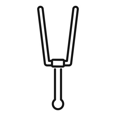 Müzik, meditasyon ve ses iyileştirme için kullanılan belirli bir sabit perdede titreşen bir ayarlama çatalının basit çizgi sanat simgesi