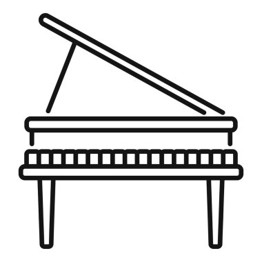 Kapağı açık, güzel bir müzik yaratmaya hazır bir piyanonun basit ve zarif çizimi.