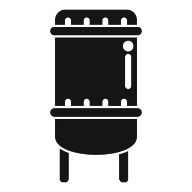 Süt pastörize tankının siyah silueti, süt endüstrisinin temel ekipmanları, süt işleme ve üretimini sembolize ediyor.