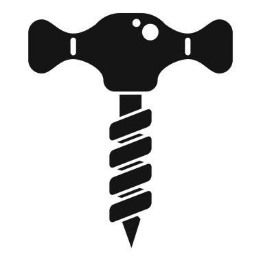 Tirbuşonun siyah silueti, şişe mantarlarını çıkarmak için tasarlanmış bir araç, tipik olarak şarap şişeleri