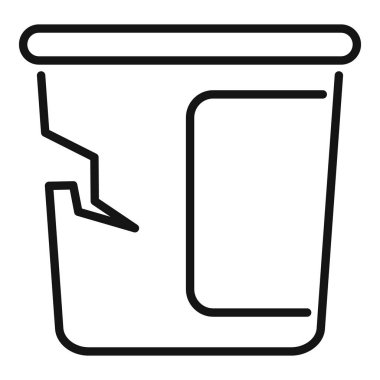 Kırık bir plastik kovayı eksik bir parçayla gösteren basit bir vektör