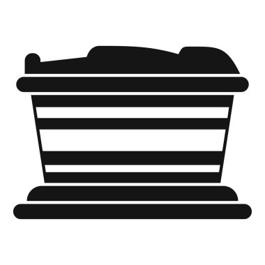 Bir firavunun ebedi istirahatgahını temsil eden siyah ve beyaz çizgilerle süslenmiş eski bir Mısır lahitinin basit vektör simgesi.