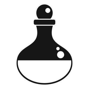 Baloncuklu yuvarlak kimya iksiri şişesinin basit vektör simgesi.