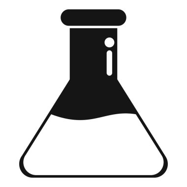 Sıvı içeren bir kimyasal şişenin basit vektör simgesi, genellikle laboratuvarlarda kullanılır.