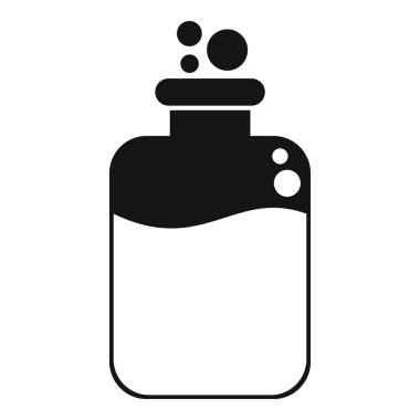 İçindeki gizemli sıvının yüzeyine kabarcıklar yükselen bir iksir şişesinin siyah sembolü.