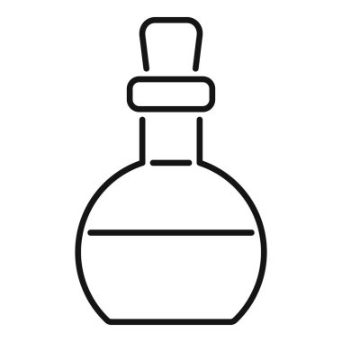 Beyaz arkaplanda madde bulunan bir kimya şişesinin basit vektör simgesi