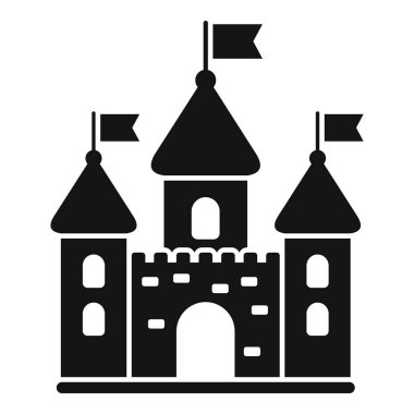 Kulelerin tepesinde bayrak sallayan ortaçağ kalesi simgesi
