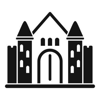 Yüksek kuleleri olan bir ortaçağ şatosunun basit vektör çizimi