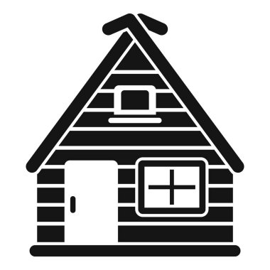 Baca ve üçgen çatılı ahşap bir kulübenin simgesi, rahat ve izole bir kaçış için mükemmel.