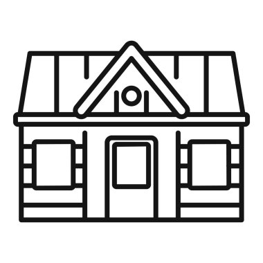 Ahşap bir kulübeyi temsil eden basit bir çizgi çizimi, basit yaşam, kırsal konaklama ve geleneksel mimari kavramlarını ortaya koyuyor.