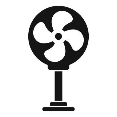 Bu basit siyah-beyaz vektör ikonu, oda soğutma için hava üfleyen bir pervaneyi temsil ediyor.