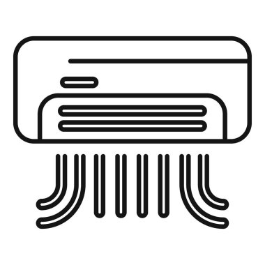 Web siteleri veya uygulamalar için uygun, soğuk hava üfleyen bir klimanın basit çizgi simgesi