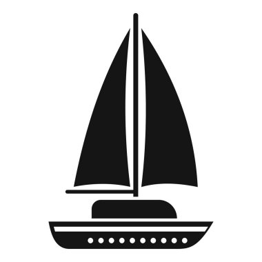 Suda yüzen bir yelkenlinin basit siyah silueti.