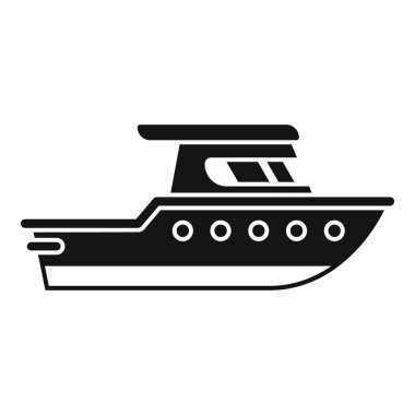 Modern bir yatın denizde yüzen basit siyah beyaz taşıyıcısı.