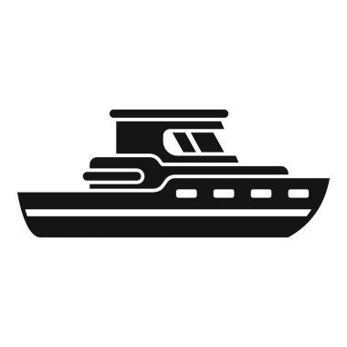 Küçük ve modern bir balıkçı teknesi için siyah katı simge, uygulamalar veya web siteleri için mükemmel