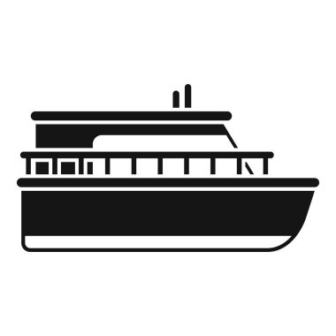 Büyük, modern, çift katlı feribot teknesinin sade siyah beyaz vektörü.