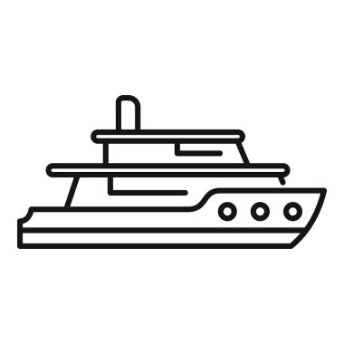 Su yüzeyinde seyreden, beyaz arka planda izole edilmiş modern bir özel yatın minimalist çizimi.