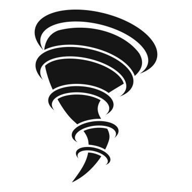 Dönen ve yere değen bir kasırganın siyah beyaz simgesi