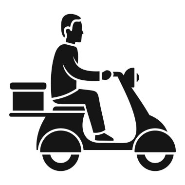 Scooter süren ve müşteriye paket getiren kurye.